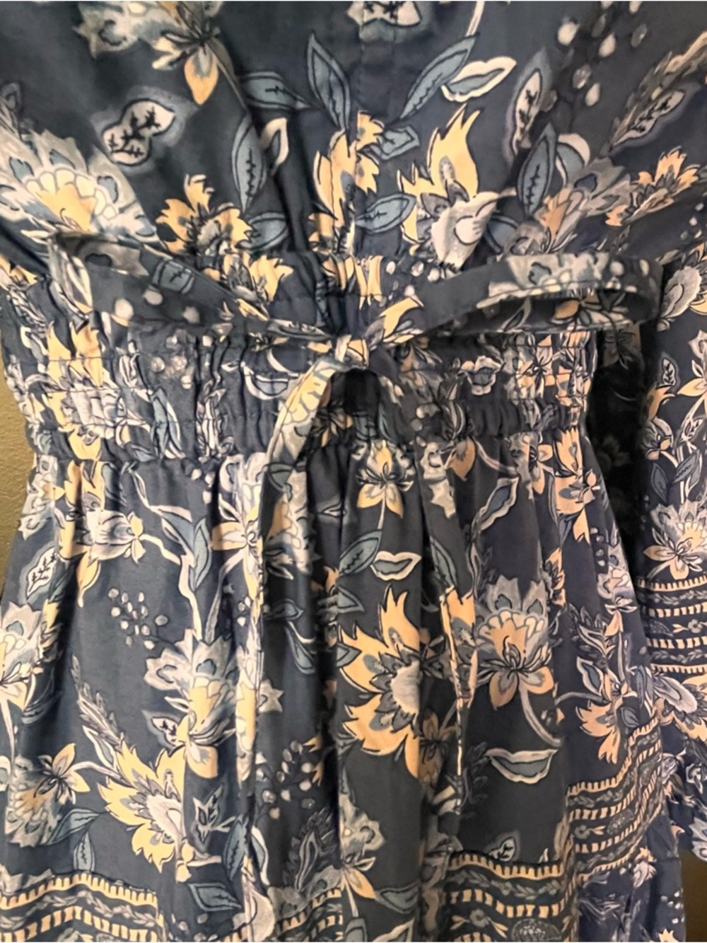 LOFT Long Sleeve Navy Floral Cottage Core Maxi Dress, Sz. S - Picture 4 of 12